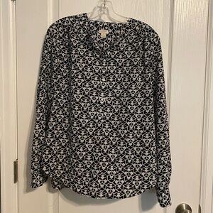 J. Crew Black and White Geometric Blouse
